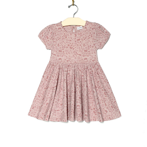 Puff Sleeve Twirl Dress- Birds and Butterflies