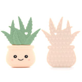 Silicone Teether with Clip - Cream Peach Aloe Plant